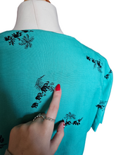 Load image into Gallery viewer, 1940s Turquoise Blue Elephant Print Sun Dress and Bolero Set