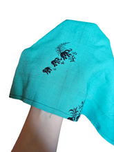 Load image into Gallery viewer, 1940s Turquoise Blue Elephant Print Sun Dress and Bolero Set