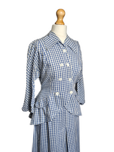 Load image into Gallery viewer, 1940s Blue and White Gingham Summer Suit