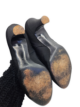 Load image into Gallery viewer, 1920s Black Fabric Shoes With Rhinestone Button