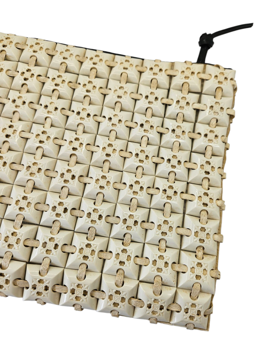vintage 1940s Plasticflex clutch Bakelite tile bag Lucite pull