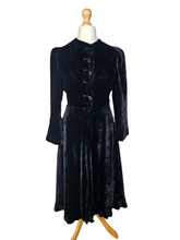 Load image into Gallery viewer, 1930s Black Soft Velvet Fit and Flare Coat