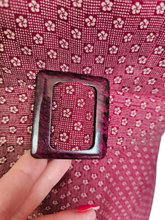 Load image into Gallery viewer, 1940s Tailor-made Burgundy Floral Dress With Velvet Buttons