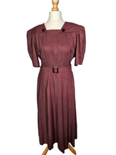 Load image into Gallery viewer, 1940s Tailor-made Burgundy Floral Dress With Velvet Buttons