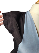 Load image into Gallery viewer, 1940s Pale Blue and Black Colourblock Long Tie Dress