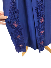 Load image into Gallery viewer, 1940s Rare Royal Blue Long Pink Beaded Sash Dress