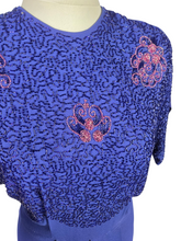 Load image into Gallery viewer, 1940s Rare Royal Blue Long Pink Beaded Sash Dress