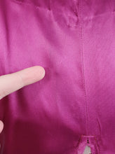 Load image into Gallery viewer, 1950s Magenta Pink Liquid Satin Dress With Pleats and Layered Collar