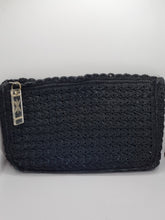 Load image into Gallery viewer, 1940s HUGE Black Crochet Clutch Bag With Lucite Pull
