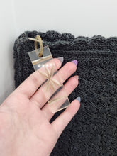 Load image into Gallery viewer, 1940s HUGE Black Crochet Clutch Bag With Lucite Pull
