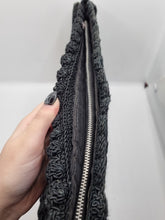 Load image into Gallery viewer, 1940s HUGE Black Crochet Clutch Bag With Lucite Pull

