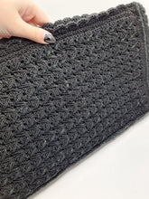 Load image into Gallery viewer, 1940s HUGE Black Crochet Clutch Bag With Lucite Pull
