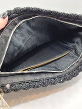 Load image into Gallery viewer, 1940s HUGE Black Crochet Clutch Bag With Lucite Pull
