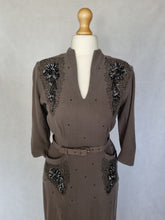 Load image into Gallery viewer, 1940s Grey Dress With Beading and Sequins
