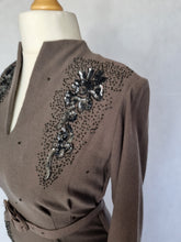 Load image into Gallery viewer, 1940s Grey Dress With Beading and Sequins
