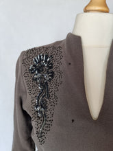 Load image into Gallery viewer, 1940s Grey Dress With Beading and Sequins
