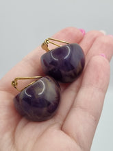 Load image into Gallery viewer, 1940s/1950s French AMAZING Purple and Cream Marbled Ball Bakelite Earrings
