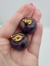 Load image into Gallery viewer, 1940s/1950s French AMAZING Purple and Cream Marbled Ball Bakelite Earrings

