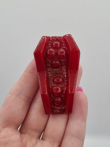 1940s Chunky Red Textured Bakelite Dress Clip