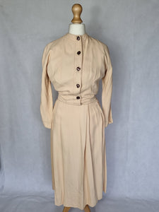 1940s Beige Matching Dress and Jacket Set