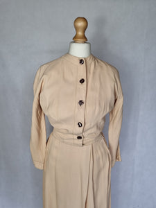 1940s Beige Matching Dress and Jacket Set