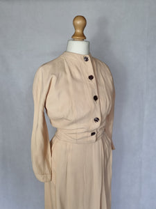 1940s Beige Matching Dress and Jacket Set