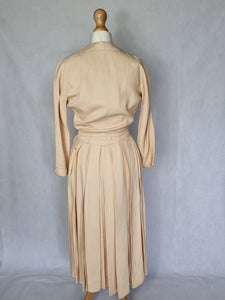 1940s Beige Matching Dress and Jacket Set