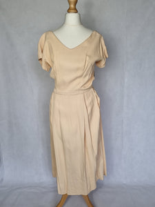 1940s Beige Matching Dress and Jacket Set