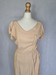 1940s Beige Matching Dress and Jacket Set