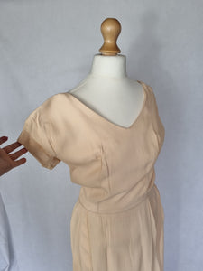 1940s Beige Matching Dress and Jacket Set
