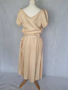 1940s Beige Matching Dress and Jacket Set