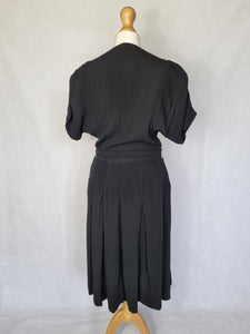 1940s Black Low Cut Evening Dress