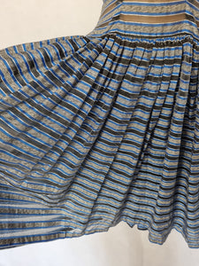1950s Blue, Grey, White and Black Stripe Sheer Dress