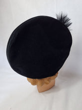 Load image into Gallery viewer, 1940s Black Velvet Feather Halo Hat
