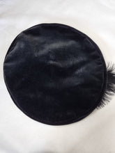 Load image into Gallery viewer, 1940s Black Velvet Feather Halo Hat
