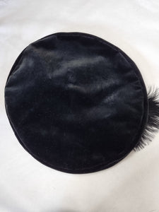 1940s Black Velvet Feather Halo Hat