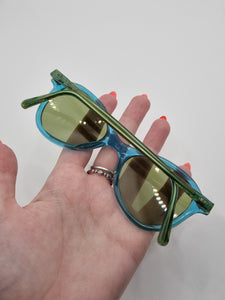 Late 1940s Teal Blue Clear Sunglasses