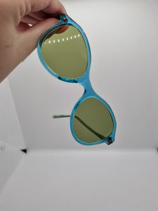 Late 1940s Teal Blue Clear Sunglasses