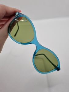 Late 1940s Teal Blue Clear Sunglasses