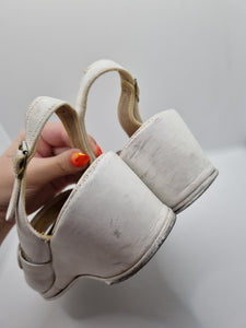 1940s White Leather Slingback Sandal Shoes