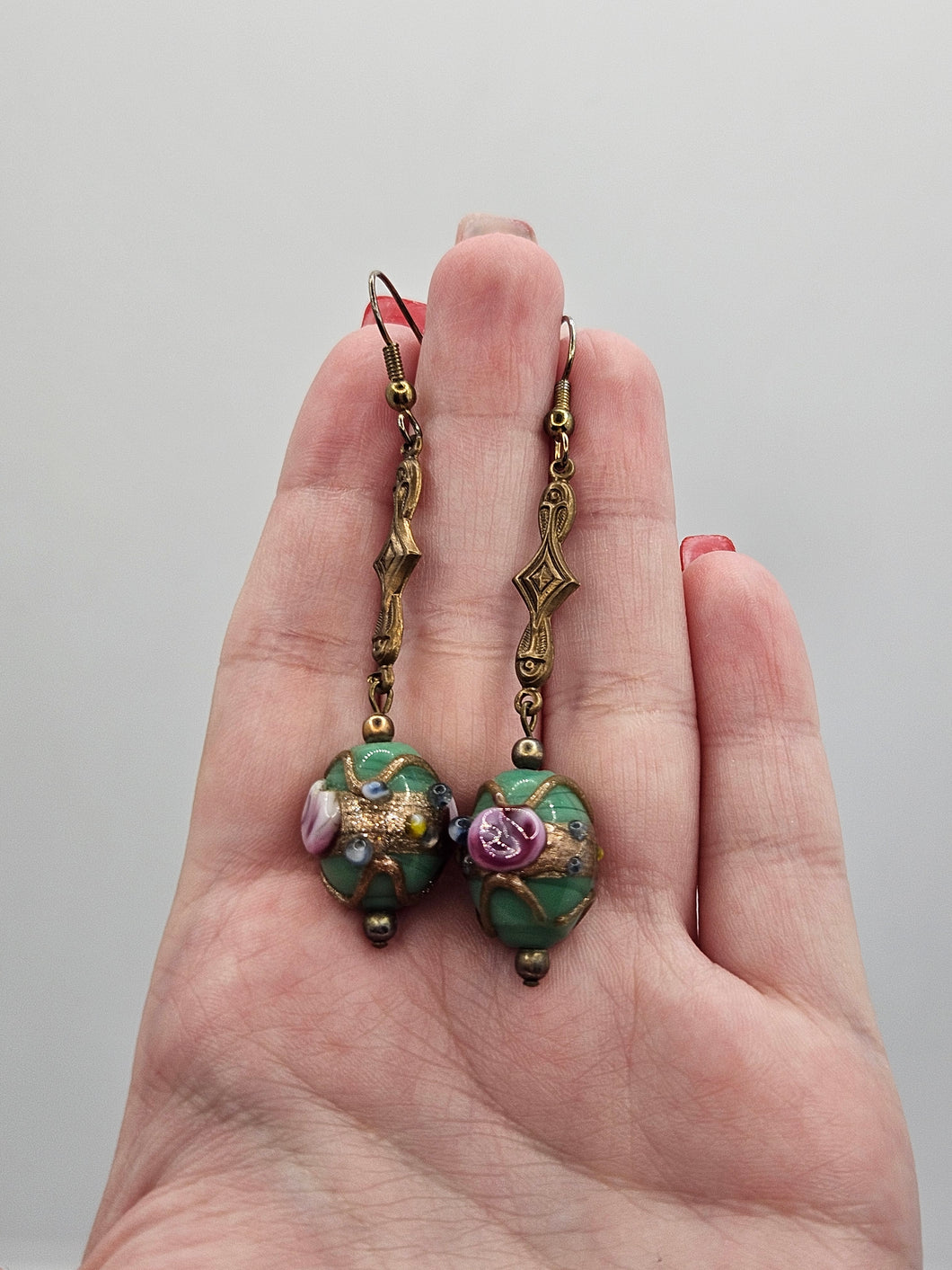 1930s Deco Wedding Cake Glass Earrings