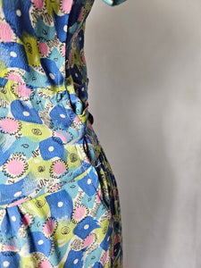 1940s Bright Colourful Spot Abstract Dress