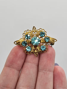 1930s Czech Pale Blue Glass Brooch