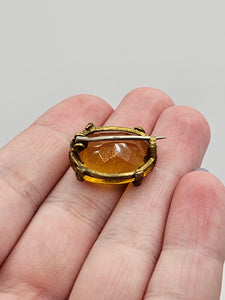 Edwardian Orange Glass Brooch