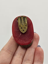 Load image into Gallery viewer, 1940s Red Bakelite and Wood Chunky Dress Clip
