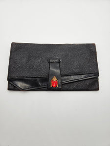 1940s Black Leather Tourist Purse/Bag