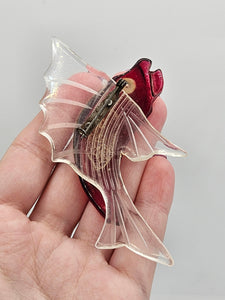 1940s Huge Red Lucite Fish Brooch