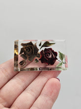 Load image into Gallery viewer, 1940s Dark Red Reverse Carved Lucite Brooch
