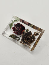 Load image into Gallery viewer, 1940s Dark Red Reverse Carved Lucite Brooch
