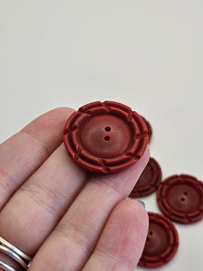 1940s Dark Red Flower Buttons